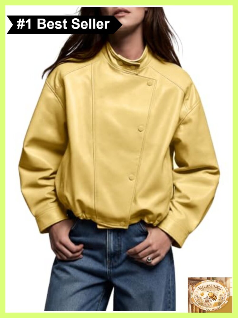 Oversized Faux Leather Moto Jacket Cropped Snap Button Women's Coat